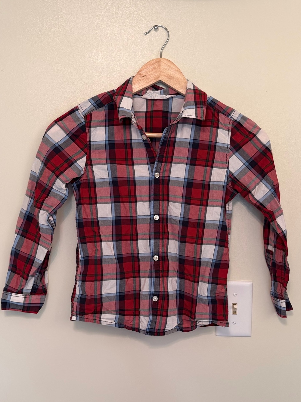 H&M Kids Red Plaid Button-Up Shirt
